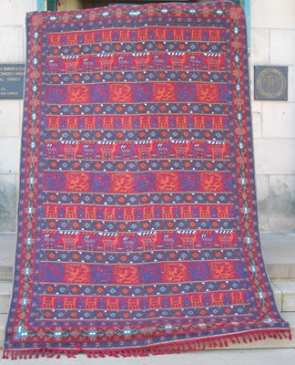 Lot 1067 - A Persian flatweave wall hanging / rug, the...