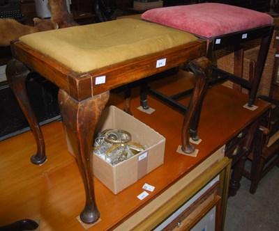 Lot 975 - A 20th century dark wood piano stool with...