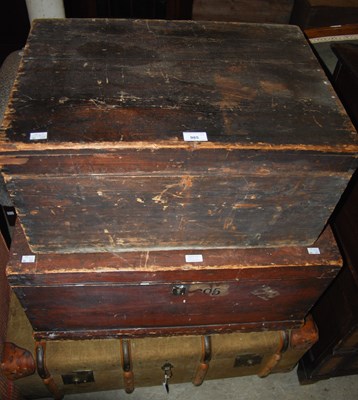 Lot 985 - A stained wooden storage box with brass...