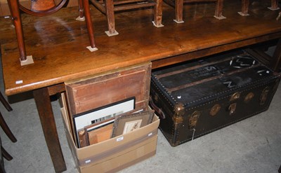 Lot 1026 - An antique oak and fruitwood refectory table,...