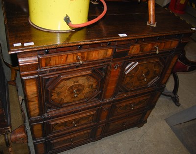 Lot 986 - An antique oak and oyster veneered Carolean...