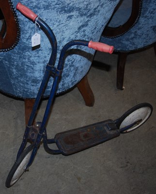 Lot 1044 - A vintage blue painted scooter.