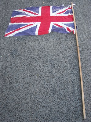 Lot 1049 - Three vintage flags on poles to include Lion...