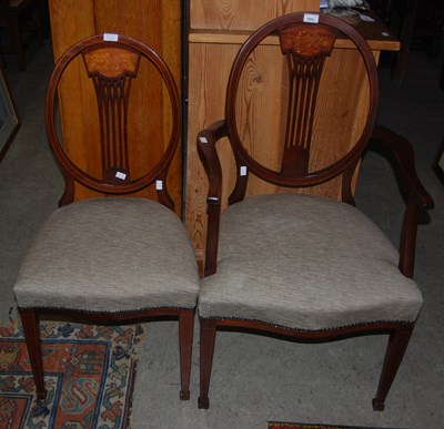 Lot 1004 - Six Edwardian mahogany dining chairs...