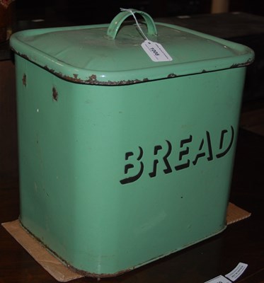 Lot 1008 - A green enamalled bread bin.