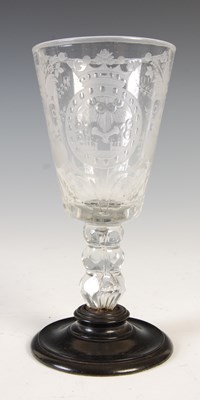 Lot 484 - An 18th century Dutch wine glass, the deep...