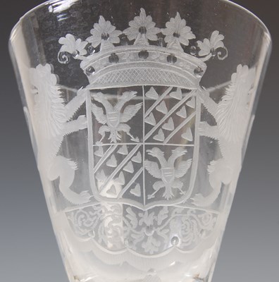 Lot 485 - An 18th century Continental wine glass, the...
