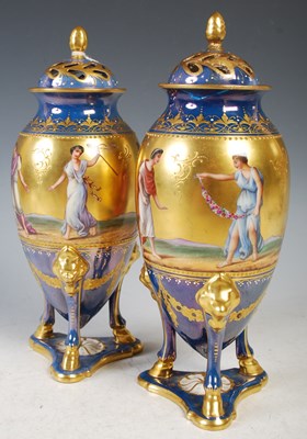 Lot 254 - A near pair of 19th century Vienna style urns...