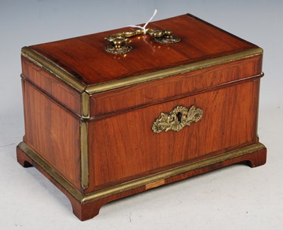 Lot 299 - A 19th century kingwood and brass bound tea...