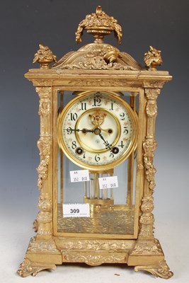 Lot 309 - An 'Ansonia' gilt metal bracket/ table clock,...