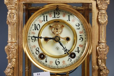 Lot 309 - An 'Ansonia' gilt metal bracket/ table clock,...