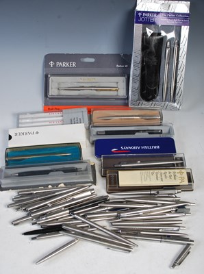 Lot 323 - A box containing assorted Parker ballpoint pens.