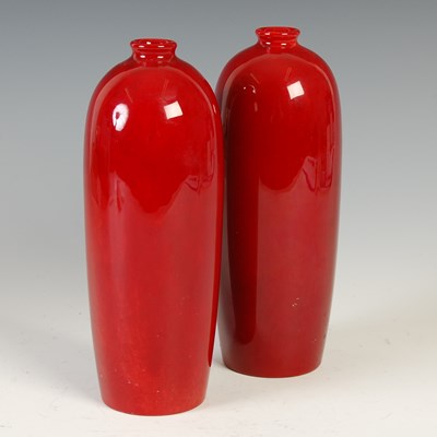 Lot 493 - A pair of Royal Doulton Flambe vases,...