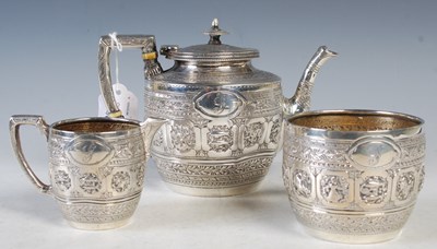 Lot 113 - A Victorian silver three-piece bachelors...