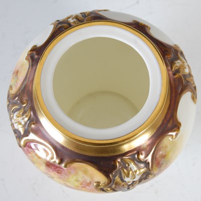 Lot 495 - A hand-painted Royal Worcester potpourri jar...