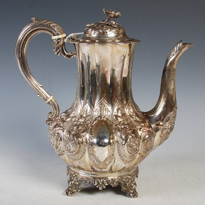 Lot 122 - A Victorian silver coffee pot, London 1856,...