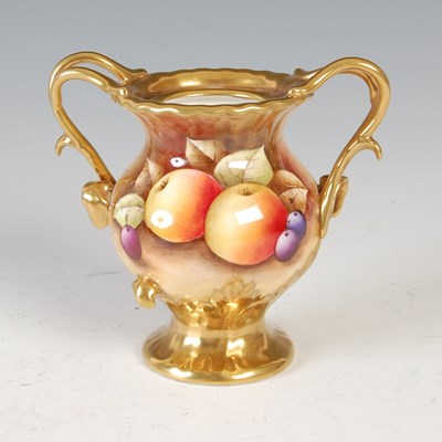 Lot 59 - A hand-painted Coalport twin-handled urn,...