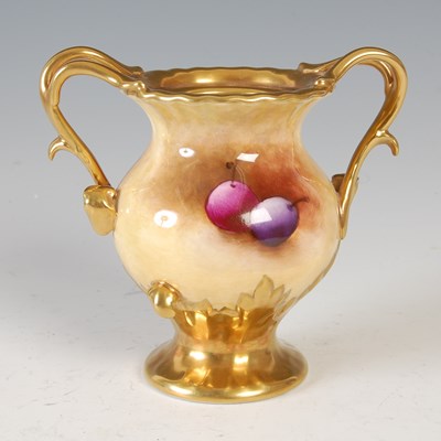 Lot 59 - A hand-painted Coalport twin-handled urn,...