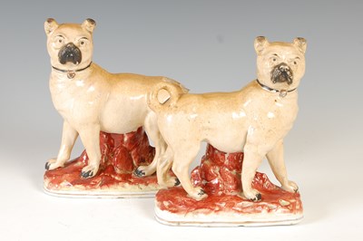 Lot 500 - A pair of 19th century Staffordshire pottery...