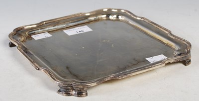 Lot 146 - An Art Deco style square-shaped silver salver,...