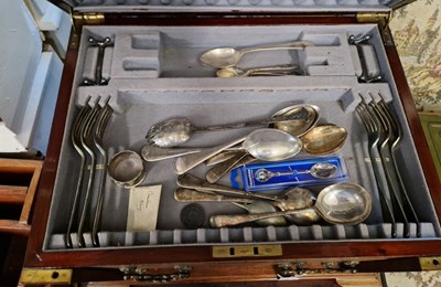 Lot 439 - A 20th century mahogany part canteen of...