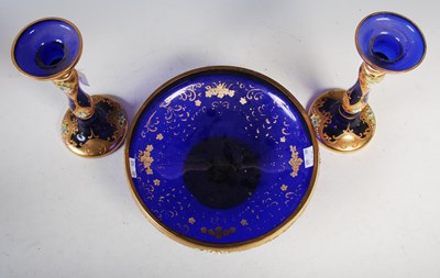 Lot 11 - A Continental blue and gilt glass bowl...