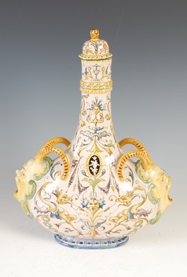 Lot 286 - An Italian Majolica pilgrim flask and cover,...