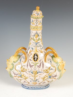 Lot 286 - An Italian Majolica pilgrim flask and cover,...