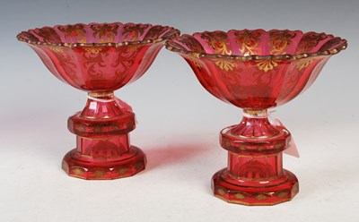 Lot 23 - A pair of late 19th century ruby glass...