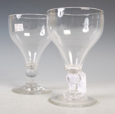 Lot 26 - A pair of 19th century clear glass goblets,...