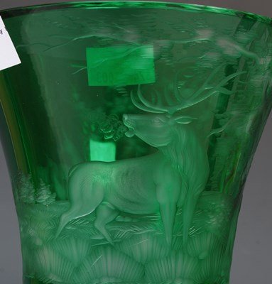 Lot 28 - A 20th century Bohemian green and clear glass...