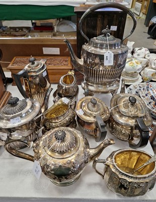 Lot 445 - A collection of EPNS tea ware to include a...