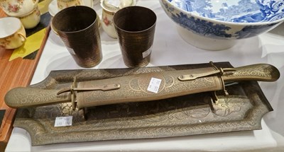 Lot 296 - A collection of Eastern brassware to include a...