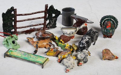 Lot 217 - A collection of assorted painted lead farmyard...