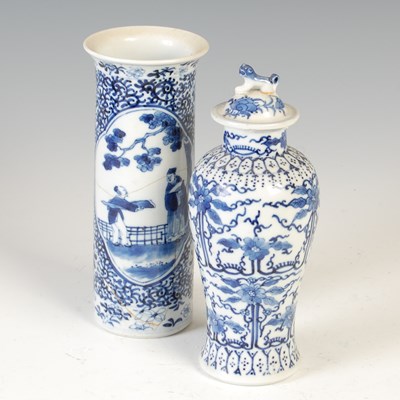 Lot 518 - A Chinese porcelain blue and white jar and...