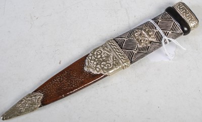 Lot 174A - A white metal mounted Sgian Dubh with facet...