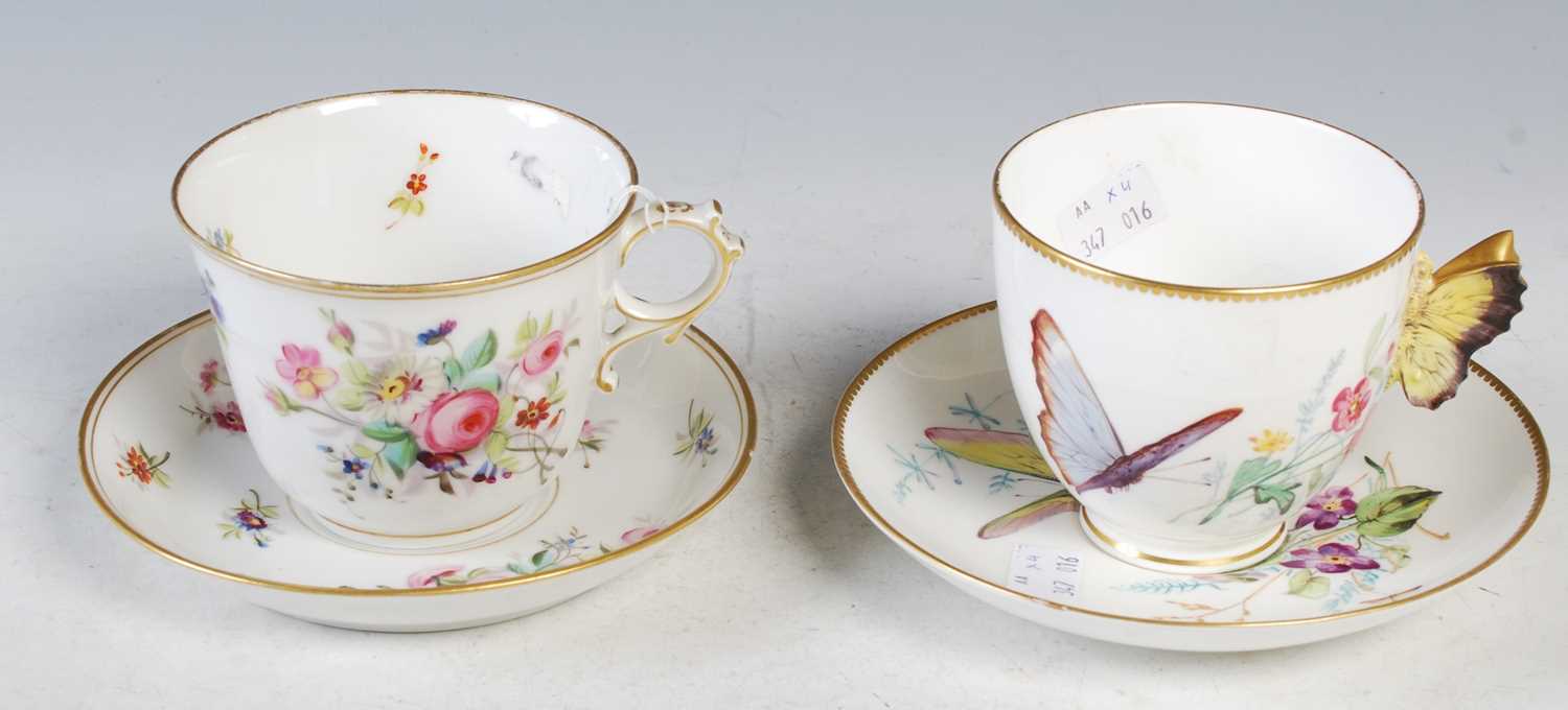 Lot 251 - A late 19th century hand-painted breakfast cup...