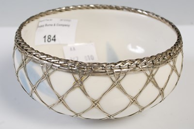 Lot 184 - A Japanese porcelain bowl with white metal...