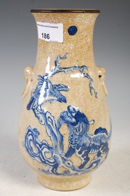 Lot 186 - A Chinese porcelain crackle glaze blue and...