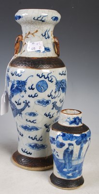 Lot 192 - A Chinese porcelain crackle glaze blue and...