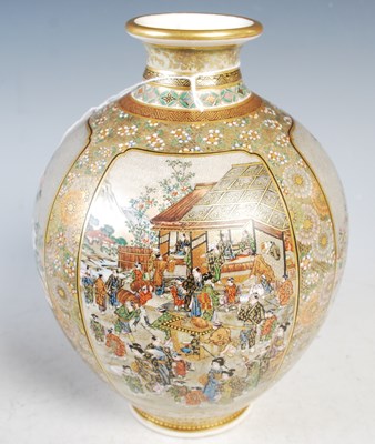 Lot 194 - A Japanese Satsuma pottery vase, Meiji Period,...