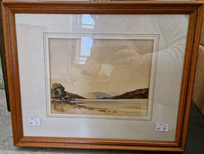 Lot 533 - Box: three watercolours and one other to...