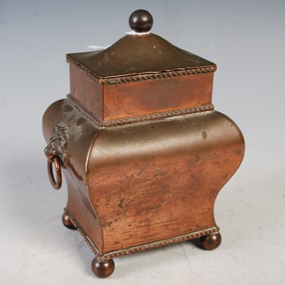 Lot 214 - A Regency style copper tea caddy with hinged...