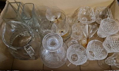 Lot 492 - Two boxes of assorted glassware.