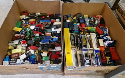 Lot 519 - Two boxes of assorted die-cast and other model...