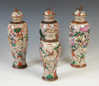 Lot 538 - A group of four Chinese porcelain crackle...