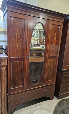 Lot 642 - An Edwardian mahogany single door wardrobe,...