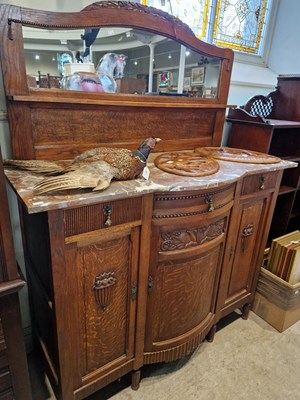 Lot 553 - An antique oak mirror back sideboard of...