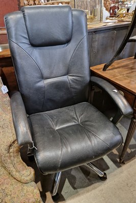 Lot 671 - A modern black leatherette computer chair,...