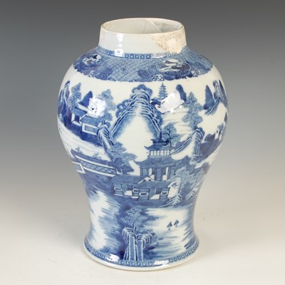 Lot 547 - A Chinese porcelain blue and white jar, Qing...